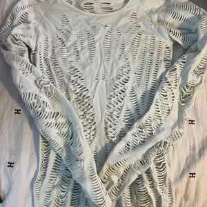 ALO Yoga Light Blue Top with Cut-Out Design